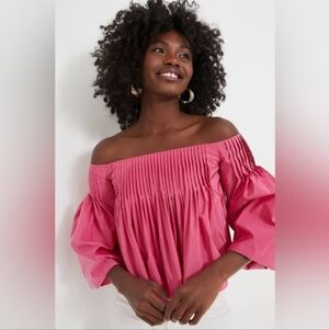 Hyacinth House by Tuckernuck Bright Pink Pleated Portia Top Size XL NWT!